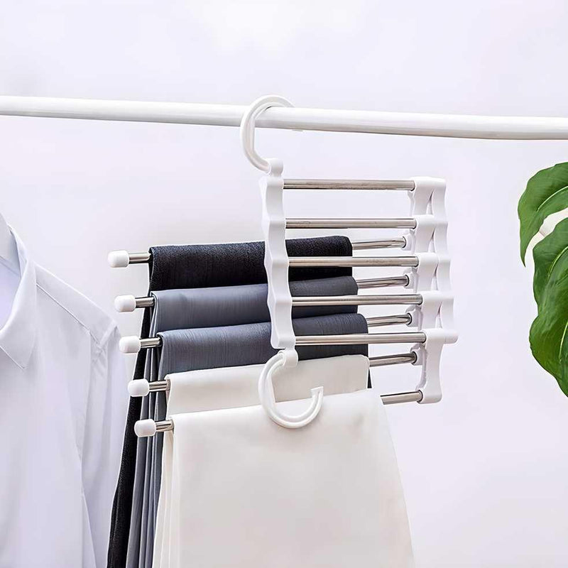 Hanger-5 In 1 Stainless Steel Multifunction Retractable Pants Rack Trouser Hanger(Pack of 2) -  Store_name 