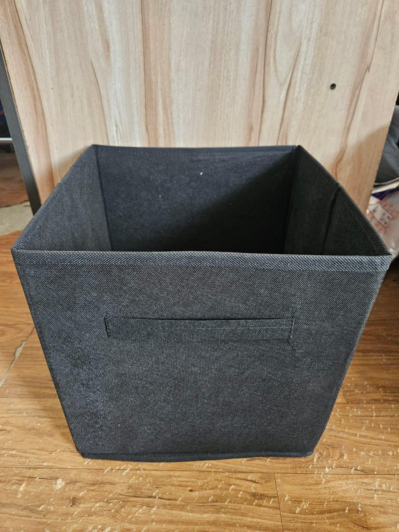 Storage Basket Fabric Drawers Organizer Box Bin Open Design Black (Pack of 2) -  Store_name 