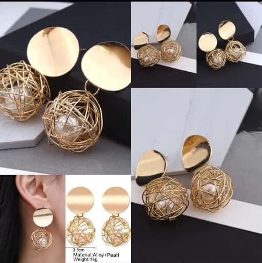 AVR JEWELS China Dangle Gold Double Disk Earrings For Women and Girls -  Store_name 