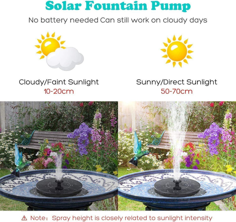 Fountain Solar Power Floating Water Pump for Pool Pond Garden and Patio Plants Round 7V 1.4W (Black) -  Store_name 