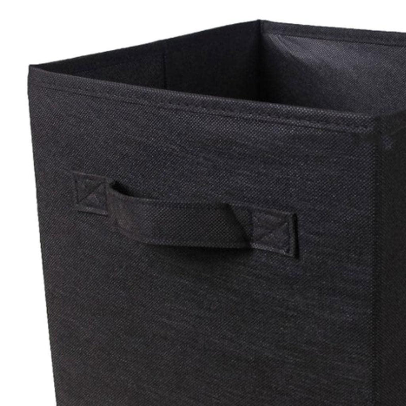 Storage Basket Fabric Drawers Organizer Box Bin Open Design Black (Pack of 2) -  Store_name 