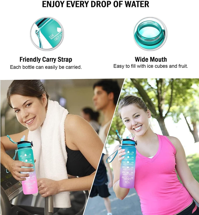 Unbreakable Water Bottle for Home with Motivational Time Marker -  Store_name 