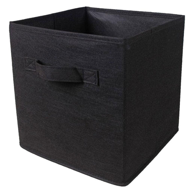 Storage Basket Fabric Drawers Organizer Box Bin Open Design Black (Pack of 2) -  Store_name 