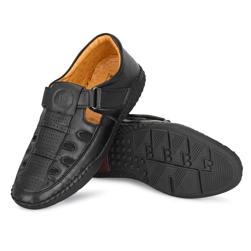 Men's Syntehtic Leather Black Sandals -  Store_name 