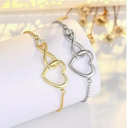 Golden Heart-Shaped Zirconia Bracelet -  Store_name 