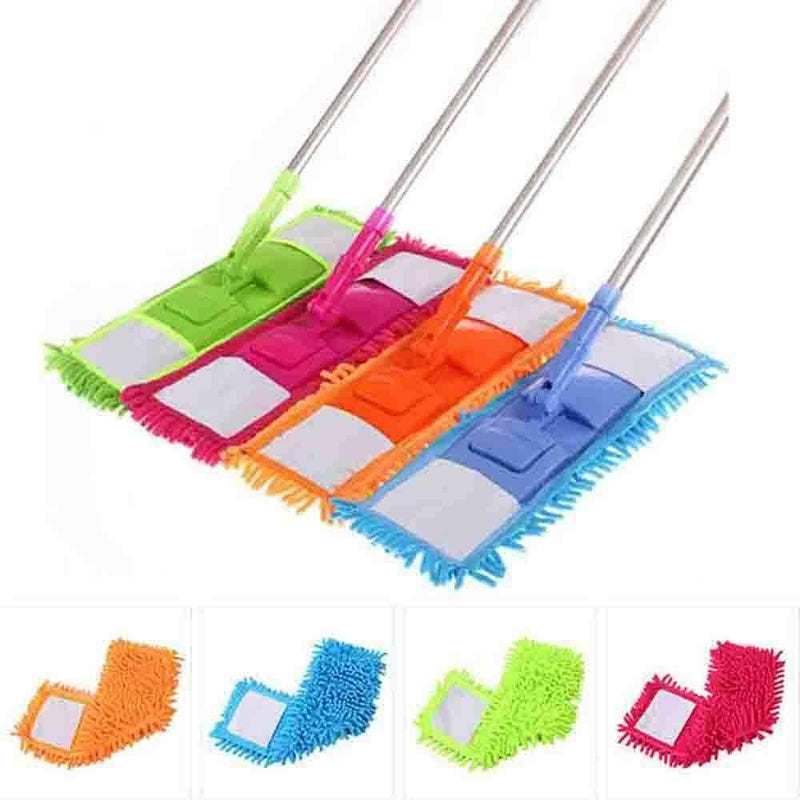 Mop-Wet and Dry Cleaning Flat Microfiber Floor Cleaning Mop with Telescopic Long Handle Dry Mop -  Store_name 