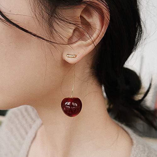 3D Red Cherry Drop Earrings Cute Fruit Gold Dangle Earrings -  Store_name 