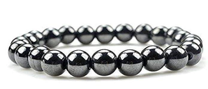 Natural Round Beads Magnetic Hematite Crystal Stone 8mm Bracelet (Pack of 2) -  Store_name 