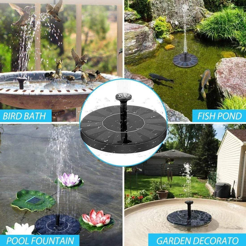 Fountain Solar Power Floating Water Pump for Pool Pond Garden and Patio Plants Round 7V 1.4W (Black) -  Store_name 