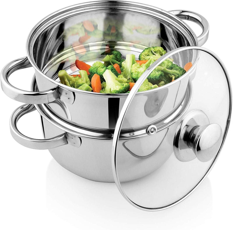 Stainless Steel 2 Tier Steamer Set with Lid -  Store_name 