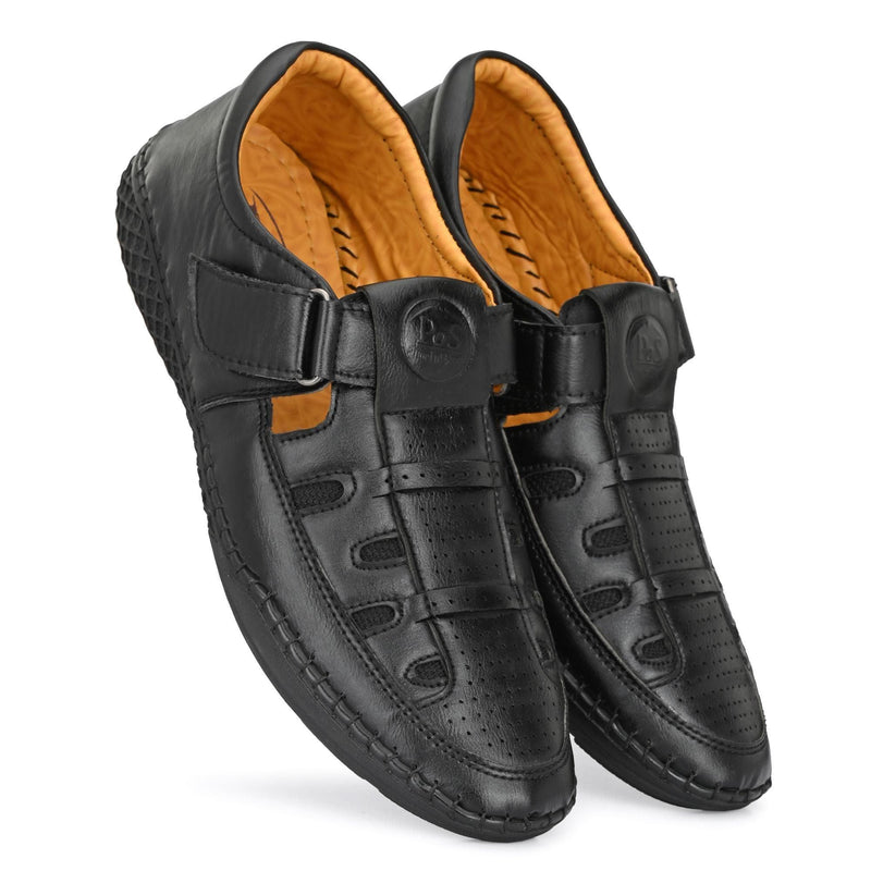 Men's Syntehtic Leather Black Sandals -  Store_name 