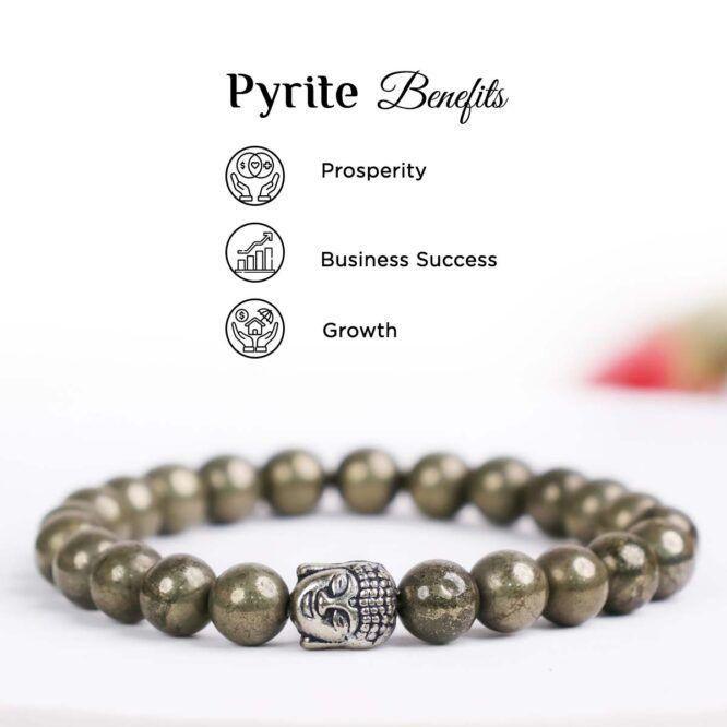 Unisex Pyrite Elastic Bracelet with Lucky Charm -  Store_name 