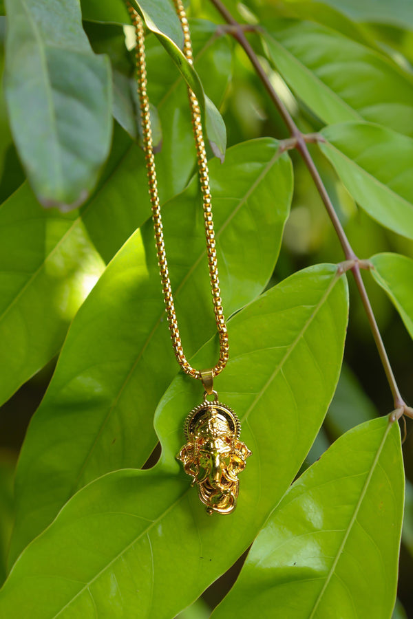 Ganesha Pendant With Snake Chain (Gold) -  Store_name 