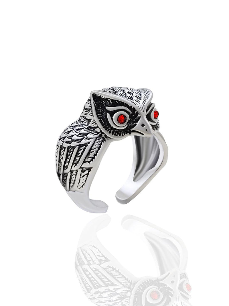 Saizen Silver Rings for Men Owl Face Ring -  Store_name 