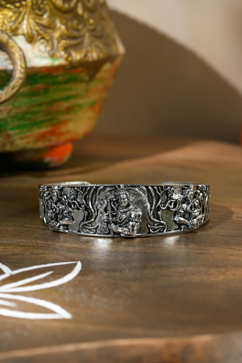 Men's Oxidised Silver Mahakal Bracelet -  Store_name 