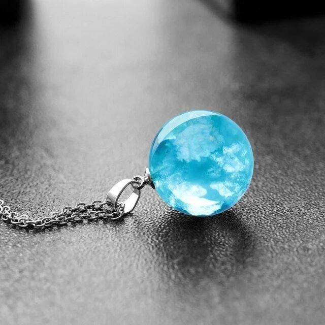 Creative Handmade Jewelry Blue Sky and White Clouds With Chain -  Store_name 