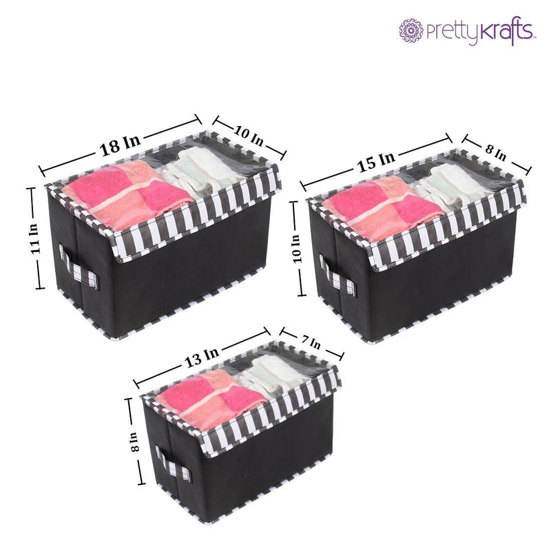 Organizer- Multi-Purpose Collapsible Storage Organizer with Transparent Lid(Set of 3) -  Store_name 