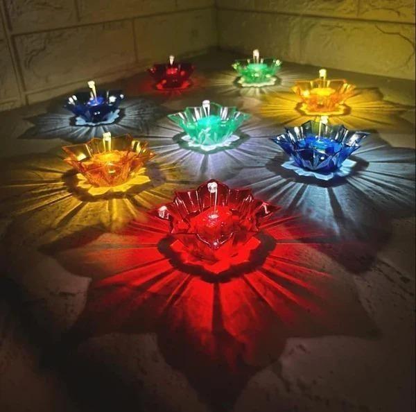 3D Reusable Reflective Shadow Colourful Diya (Pack of 4/12/24) -  Store_name 