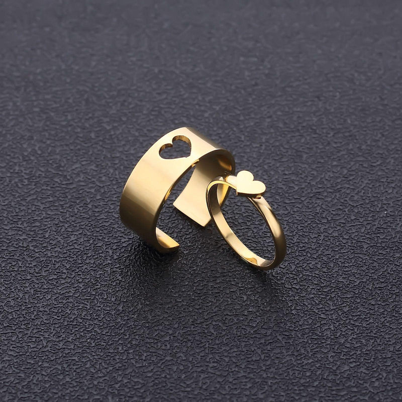 Golden Heart Matching Wrap Finger Couple Ring -  Store_name 