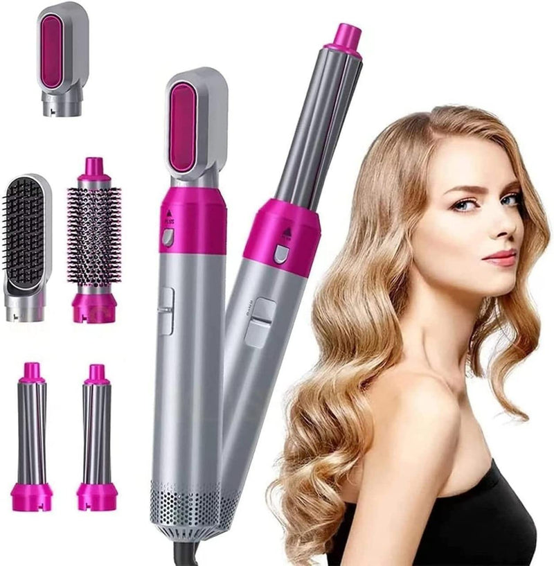 5 in 1 Multifunctional Hair Dryer Styling Tool, Detachable 5-in-1 Multi-Head Hot Air Comb, The Negative Ion Automatic Suction Hair Curler -  Store_name 