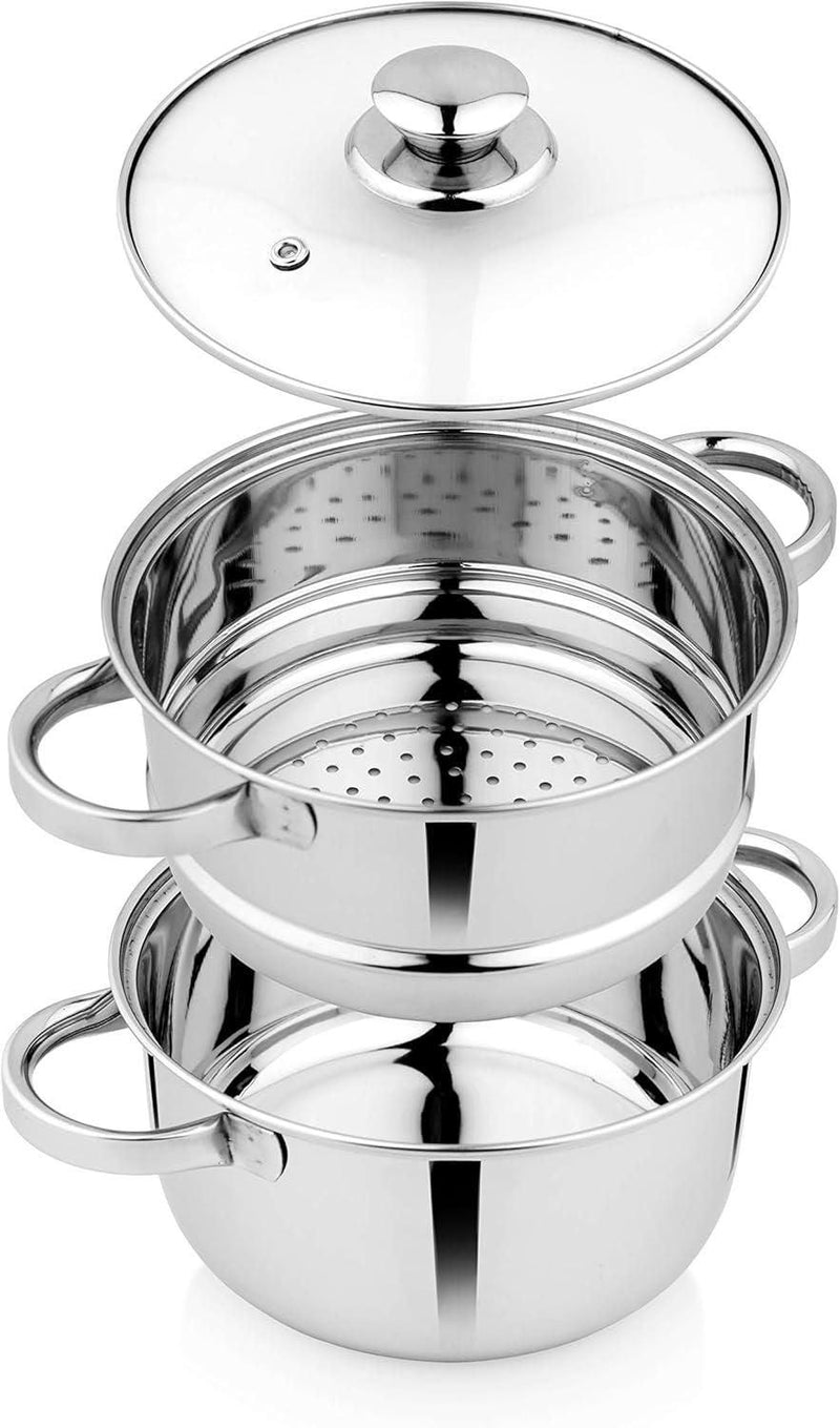 Stainless Steel 2 Tier Steamer Set with Lid -  Store_name 