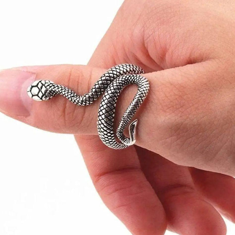 Silver and Black Color Snake Ring For Women and Girls -  Store_name 