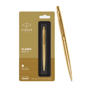 Parker Classic Stainless Steel Gold Trim Ball Pen| Ink Color - Blue