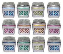 Multipurpose Gift Box Jar Oxidized Silver Handicraft Dry Fruit Container Chocolate Box Birthday Wedding Party Festival Return Gift (12 Pcs)