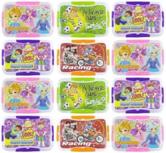 Green Garden Kids Children Fun Food Cartoon Print Lunchbox 750ML with 2in1 Spoon Fork &amp; 150ML Dip 4 Lock Leak Proof Return Party Gifts for Kids Birthday Parties (Set of 12Pcs)