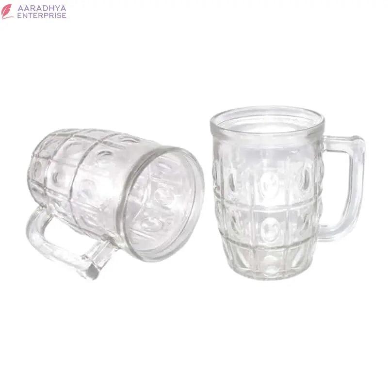 Beer Mug 2 Pcs Set Crystal Clear Glass with Handle 400ML Transparent Thick Cup Hot Cold Food Grade Heavy Base for Beverages Cold Drinks, Juices, Milkshakes, Cocktails, Rum -  Store_name 