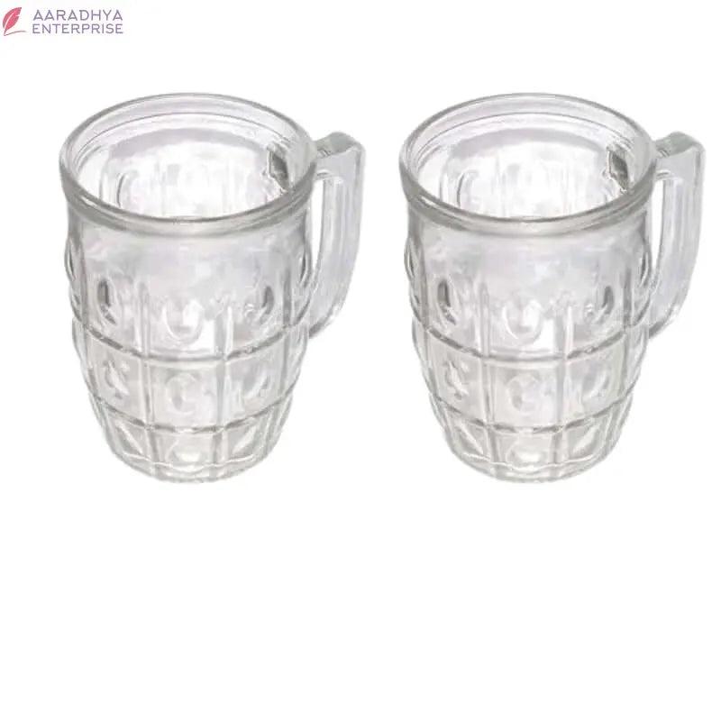 Beer Mug 2 Pcs Set Crystal Clear Glass with Handle 400ML Transparent Thick Cup Hot Cold Food Grade Heavy Base for Beverages Cold Drinks, Juices, Milkshakes, Cocktails, Rum -  Store_name 