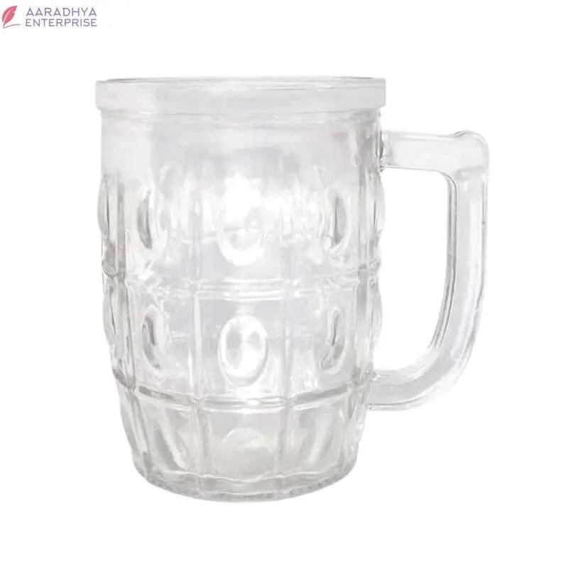 Beer Mug 2 Pcs Set Crystal Clear Glass with Handle 400ML Transparent Thick Cup Hot Cold Food Grade Heavy Base for Beverages Cold Drinks, Juices, Milkshakes, Cocktails, Rum -  Store_name 