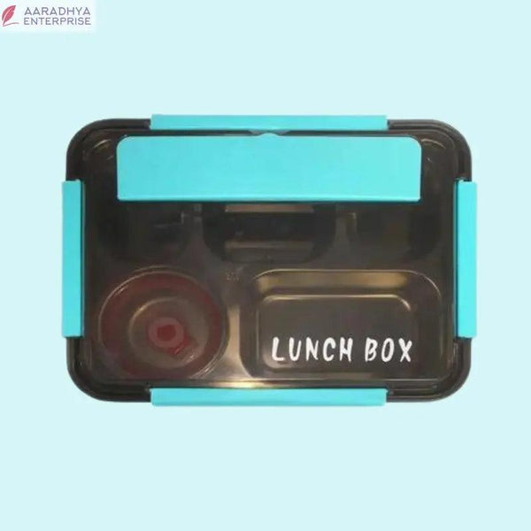 Dinning Lunchbox Big Size Thermal Insulation Box 5 Compartment Tiffin 304 Stainless Steel Food Grade 1800ML Leakproof 4 Lock Spoon Chopsticks Office, Picnic, Travel, School (Blue) -  Store_name 