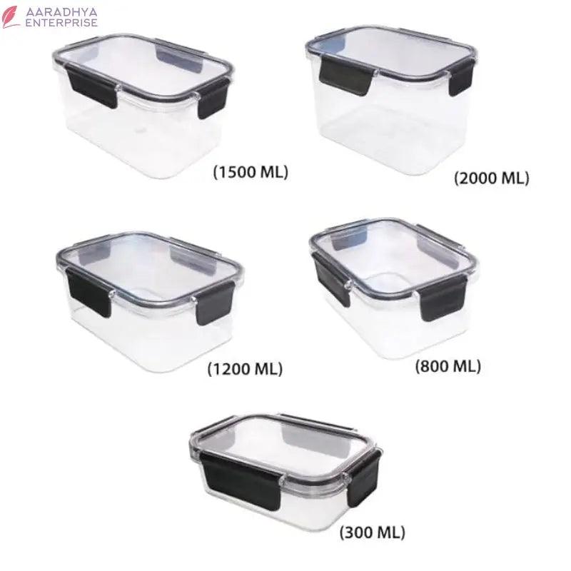 FeelFresh Food Container Unbreakable Plastic Storage BPA Free AirTight Transparent Leak Freezer Food Safe for Pulses Cereals Dal Dryfruits 300ML 800ML 1200ML 1500ML 2000ML(5 Pcs Set) -  Store_name 