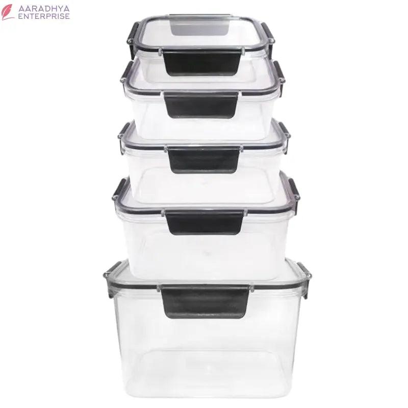 FeelFresh Food Container Unbreakable Plastic Storage BPA Free AirTight Transparent Leak Freezer Food Safe for Pulses Cereals Dal Dryfruits 300ML 800ML 1200ML 1500ML 2000ML(5 Pcs Set) -  Store_name 