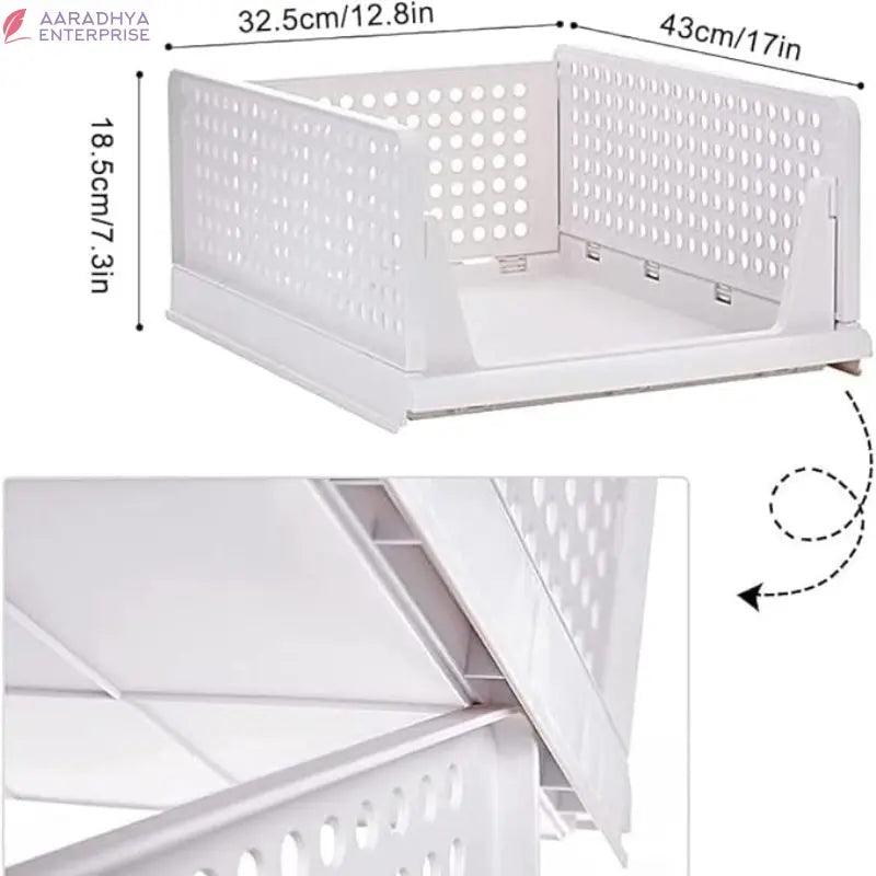 Foldable Wardrobe Organiser For Clothes Plastic Foldable Stackable for Home Clothes Organizer (Pack of 2) -  Store_name 