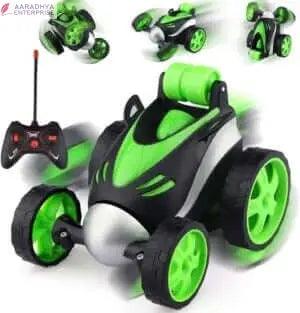 Remote Control Car 360 Degree Rolling Mini Stunt Car for Kids. Rechargeable with USB Cable. Function: Rolling, Forward, Backward, Turn Left &amp; Right. Plastic Material. Red/Green Color -  Store_name 