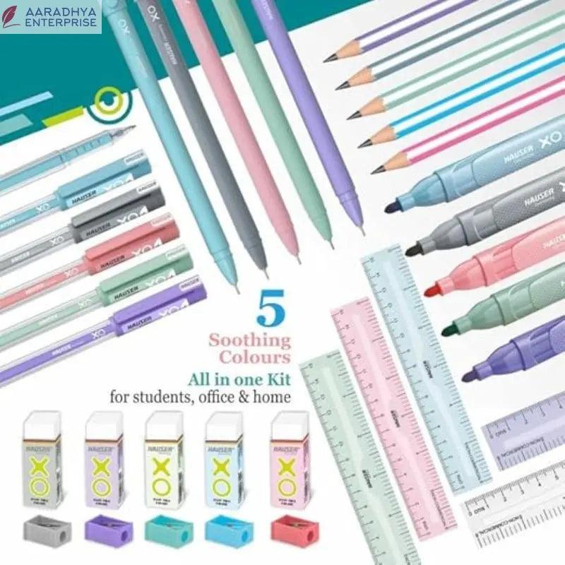 Hauser XO Writing Stationery Kit | A Complete Writing Kit | Available in 5 colours | Combination Set of 10 x 3 Packs | -  Store_name 