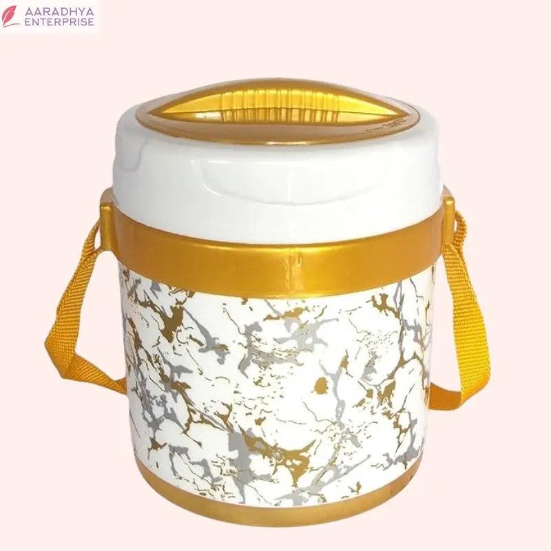 Insulated Double Wall 4 Container Stainless Steel Tiffin 1000ML Hot Lunch Box Food Grade with Strap Carrier Dal Rice Rotis Sabji Salad for Office, Travel, Picnic (White) -  Store_name 