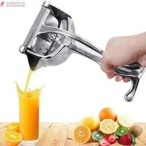 Manual Hand Press Fruit Juicer Heavy Quality Metal Aluminum alloy Juicer with Detachable Lever and Removable (Silver Color) -  Store_name 