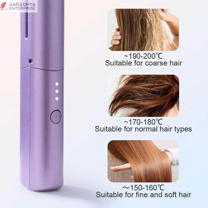 Meneflix Portable Mini Hair Straightener Cordless Rechargeable Mini Adjustable Hair Straightener Hot Comb -  Store_name 