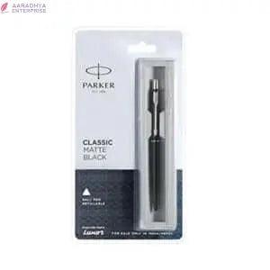 Parker Classic Matte Black Chrome Trim Ball Pen| Ink Color - Blue | -  Store_name 