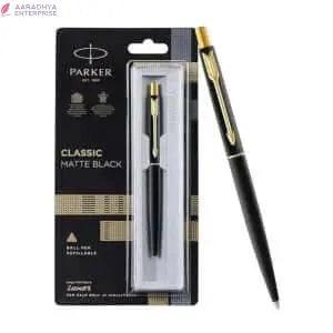 Parker Classic Matte Black Gold Trim Ball Pen| Ink Color - Blue | -  Store_name 