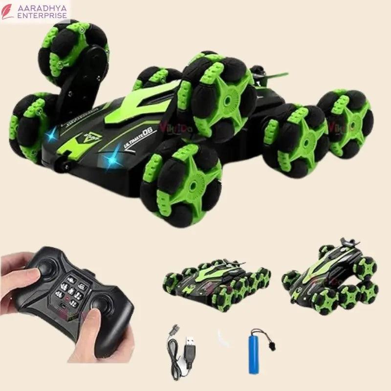 Eight Wheel Smoke Spray Laser Stunt RC car, 2.4GHZ, Automatic Demonstration, 360 Degree Stunt Spin, LED Lights and Cool Spray Drift Car GREEN/RED -  Store_name 