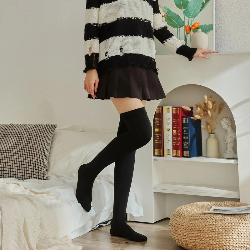 Sale Solid Plush Over The Knee Socks Thermal Thickened Winter Knee High Stocks Women -  Store_name 