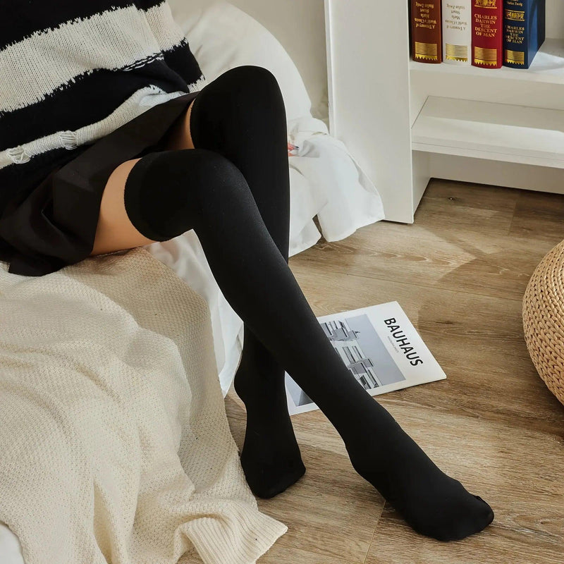 Sale Solid Plush Over The Knee Socks Thermal Thickened Winter Knee High Stocks Women -  Store_name 