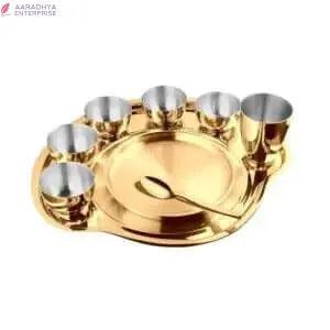 Shri &amp; Sam Nifty High Grade Stainless Steel Thali Set with PVD Coating (Gold) -  Store_name 