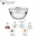 Stainless Steel Serving Bowl with Stainless Steel Lid, 3 Pieces, Silver (Tezon) -  Store_name 