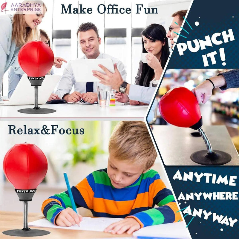 Standing Desktop Punching Bag Stress Buster Relief with Stand Boxing Punch Ball with Suction Cup to Reflex Strain and Tension -  Store_name 