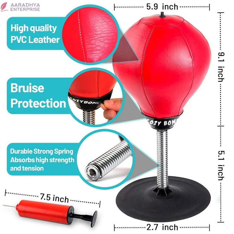 Standing Desktop Punching Bag Stress Buster Relief with Stand Boxing Punch Ball with Suction Cup to Reflex Strain and Tension -  Store_name 